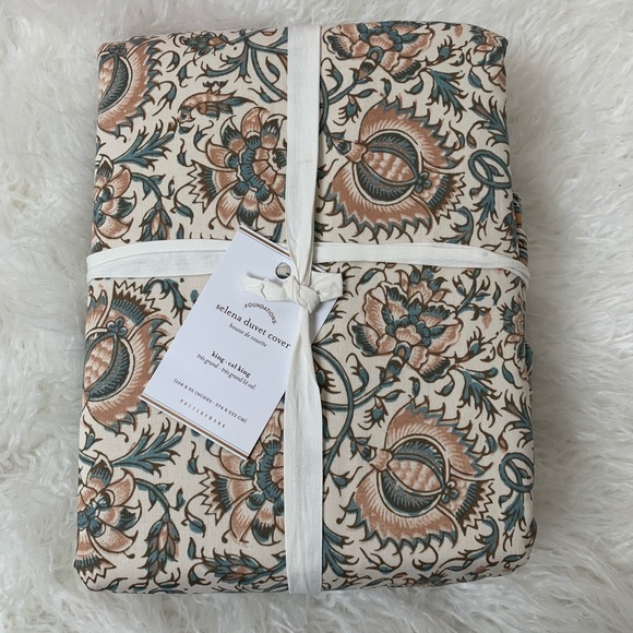 POTTERY BARN SELENA KING-CAL KING DUVET COVER W 2 EURO PILLOW SHAMS NEW 3 PIECE